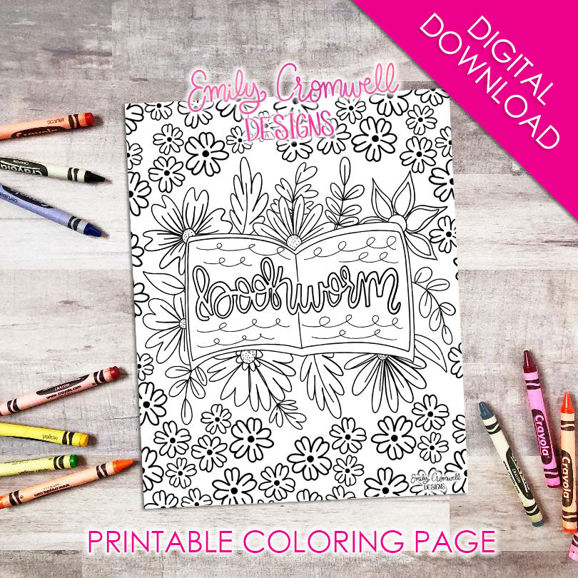 Printable Book Lover Coloring Bookmarks (Digital Download) – Emily