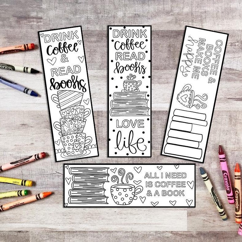 Printable Book Lover Coloring Bookmarks (Digital Download) – Emily Cromwell  Designs