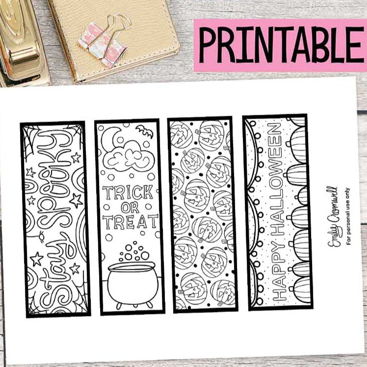 Printable Book Lover Coloring Bookmarks (Digital Download) – Emily