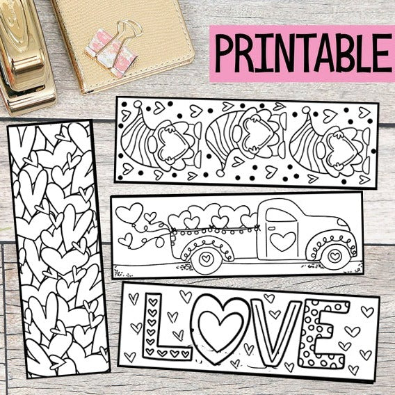 Printable Color Your Own Tween/Teen Bookmarks. Instant Digital Download. 4  DIY Coloring Bookmarks- Boba, Cactus, Rainbow, and Peace