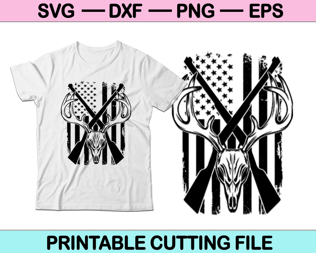 Download American Flag Deer Hunting SVG File For T-Shirt Design ...