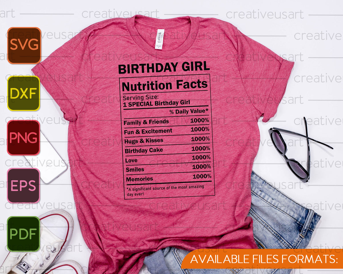 Download Birthday Girl Nutrition Facts SVG PNG Cutting Printable Files - creativeusart