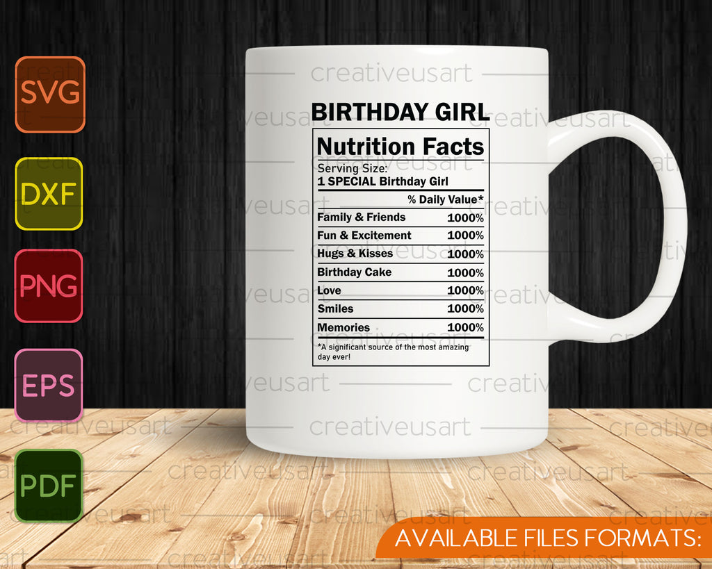 Download Birthday Girl Nutrition Facts SVG PNG Cutting Printable ...