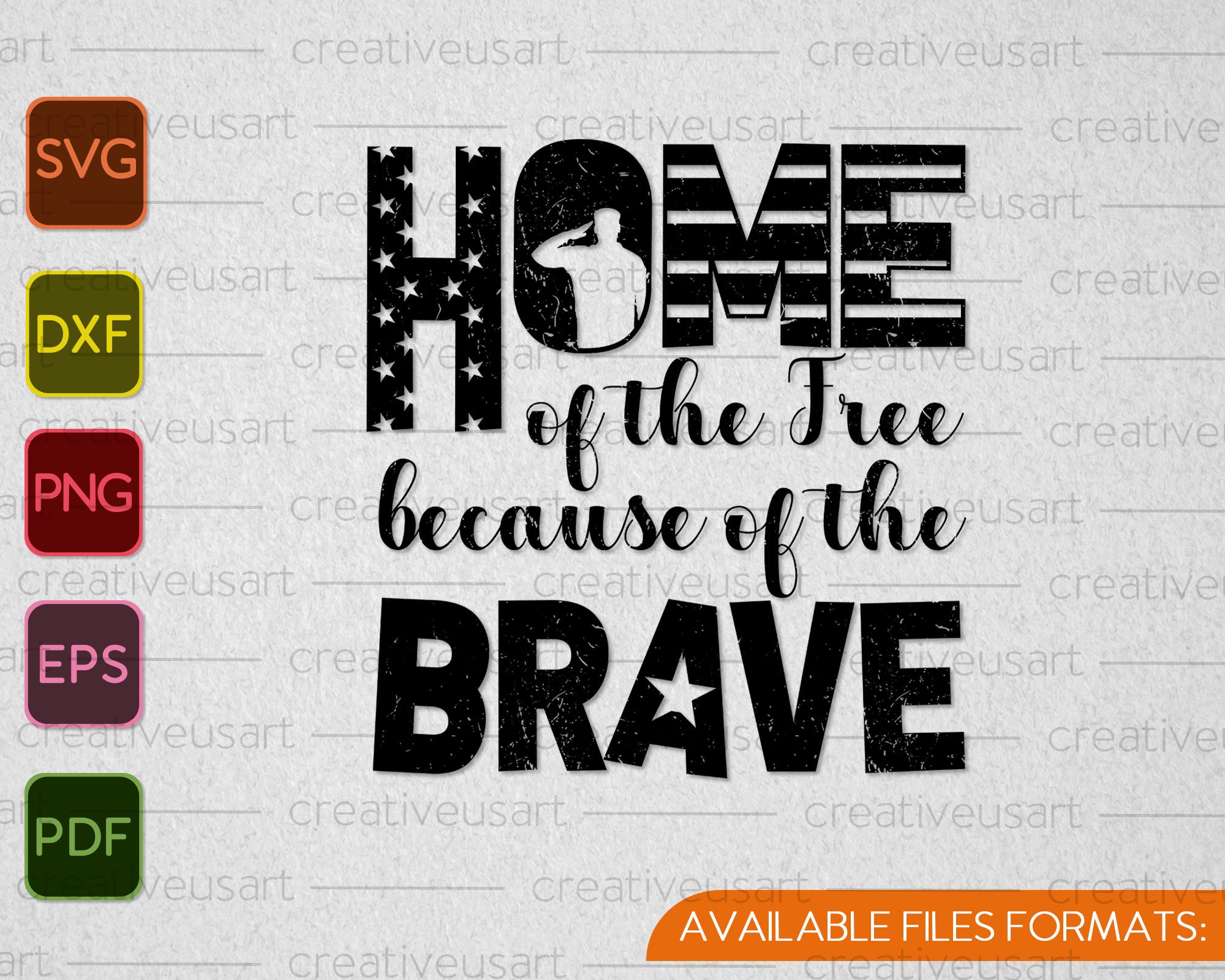 home of the free because of the brave decal for wall