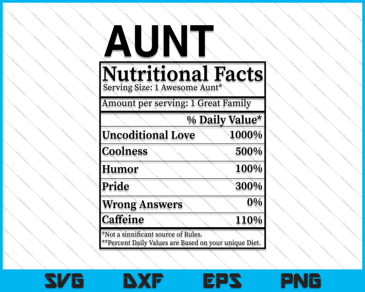 Download Mothers Day Gifts for Aunt Nutritional Facts Label Funny SVG Files - creativeusart