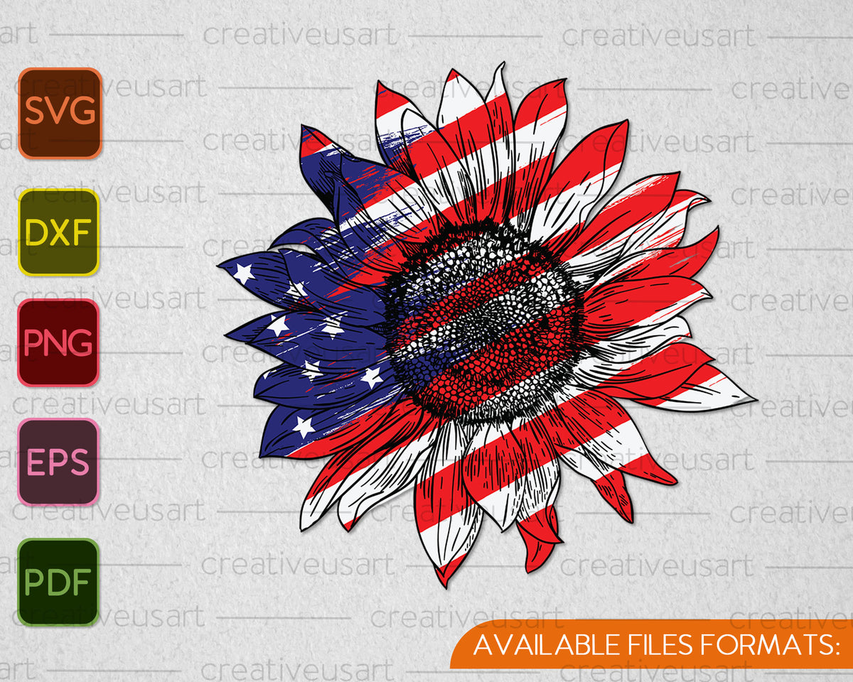Download American Flag Patriotic Sunflower SVG PNG Files ...