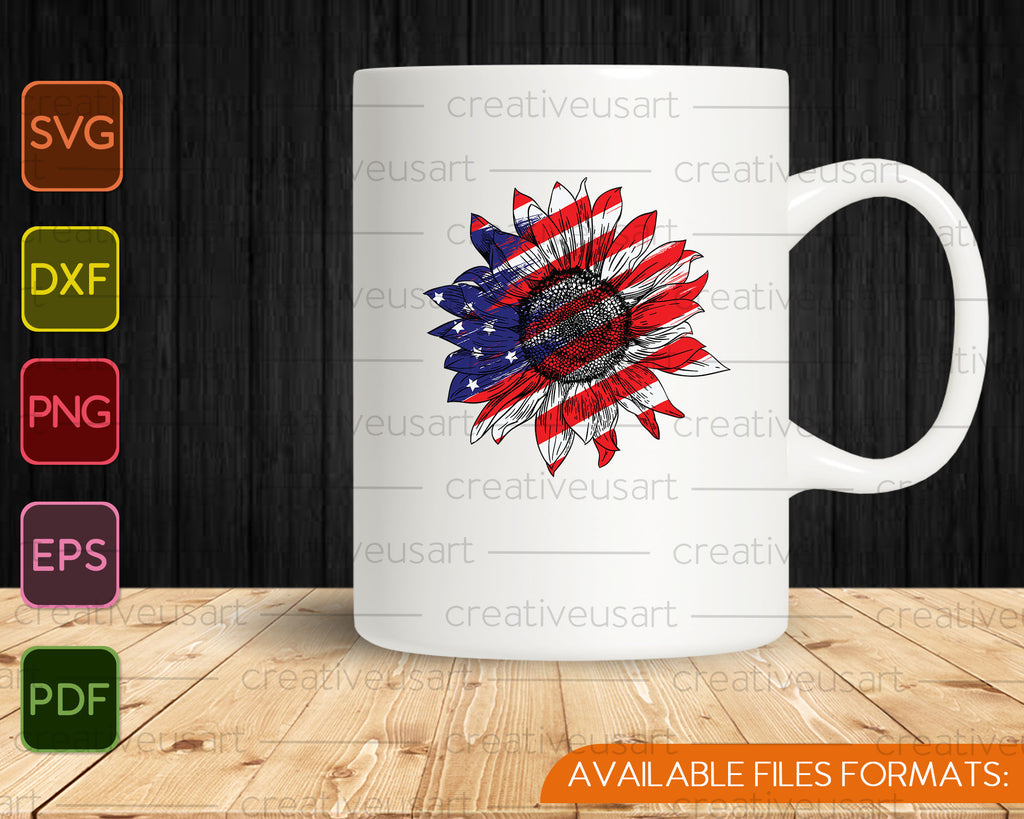 Download American Flag Patriotic Sunflower SVG PNG Files ...