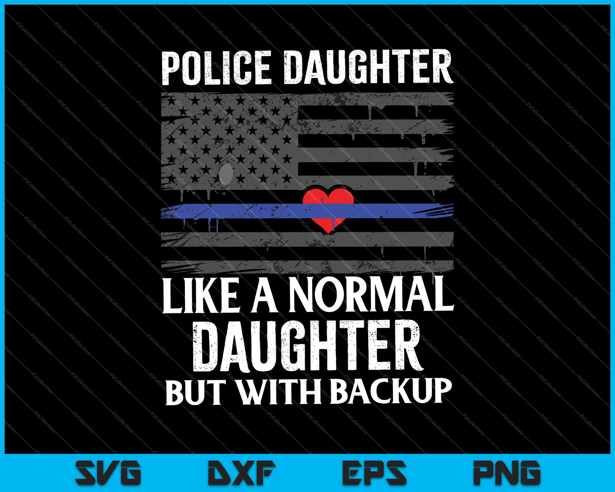 Download Police Daughter Blue Line Flag Heart SVG PNG Files ...