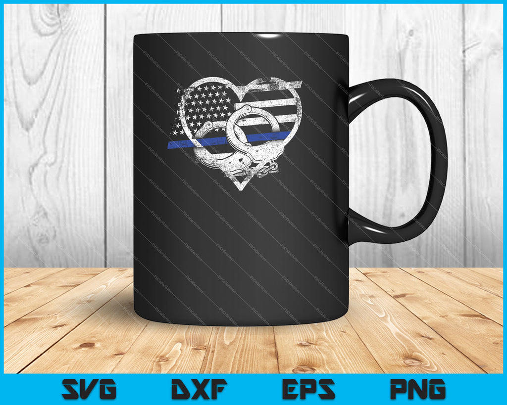 Download Police Officer Support Thin Blue Line Flag Heart SVG PNG ...