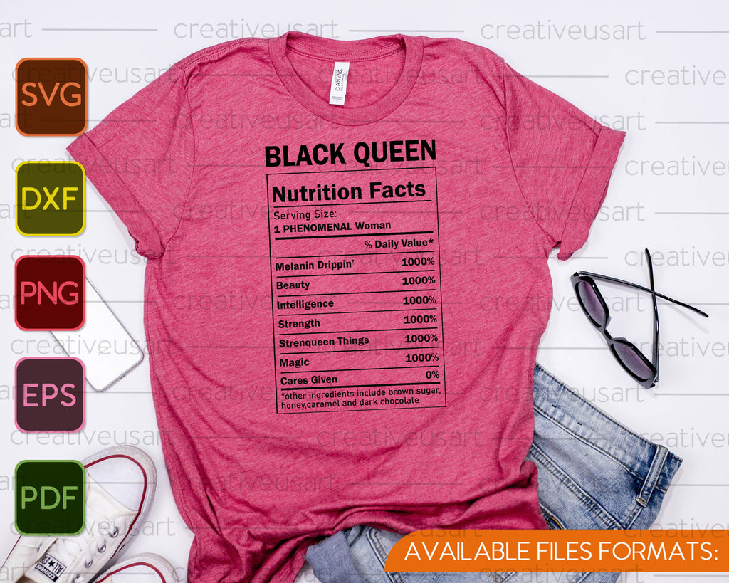 Black Queen Nutrition Facts SVG PNG Files – creativeusart