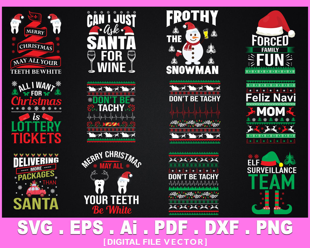 Download 130+ Christmas T-Shirt Design SVG PNG Cutting Mega Bundle ...