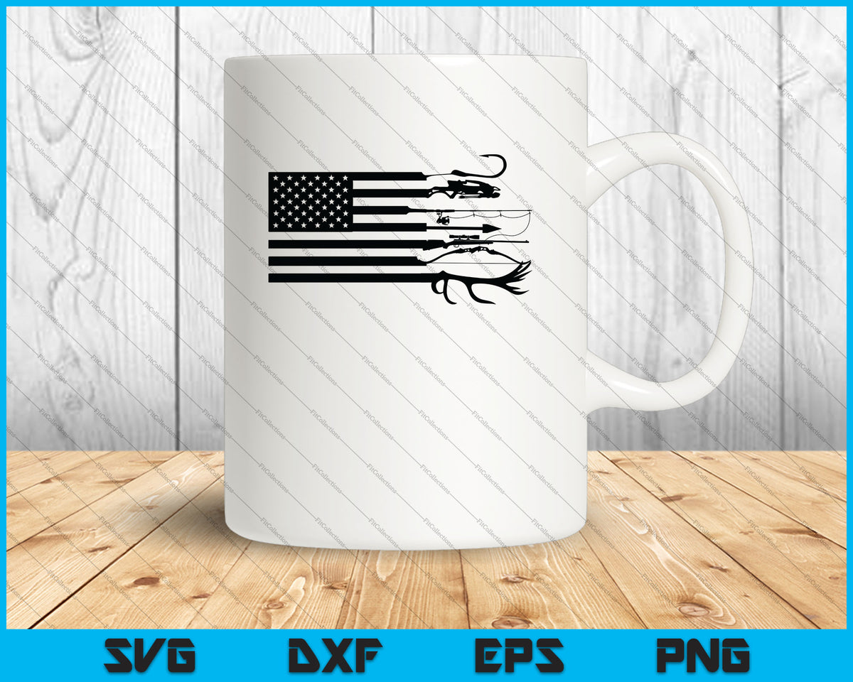 Download Hunting and Fishing American Flag SVG PNG Printable Files ...