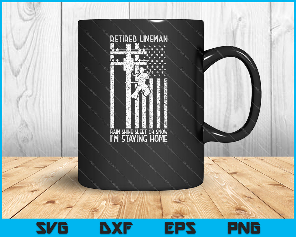 Download Retired Lineman Rain Shine Sleet Or Snow USA American Flag ...