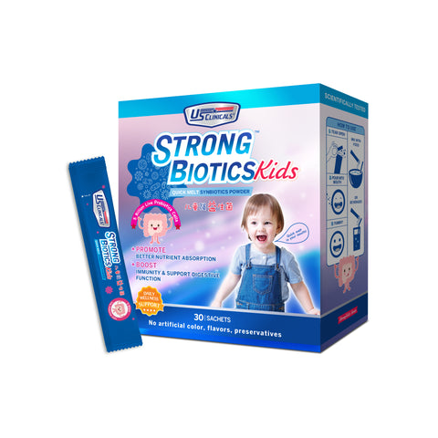 US Clinicals StrongBiotics Kids help strengthen your kids digestion system. A great body health starts with a good digestive system.