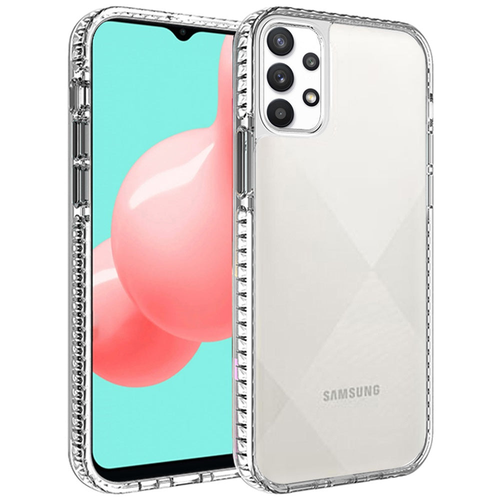 Galaxy A32 5G - Clear Thick Diamond Design Edge Hybrid Phone Case - Clear/Black
