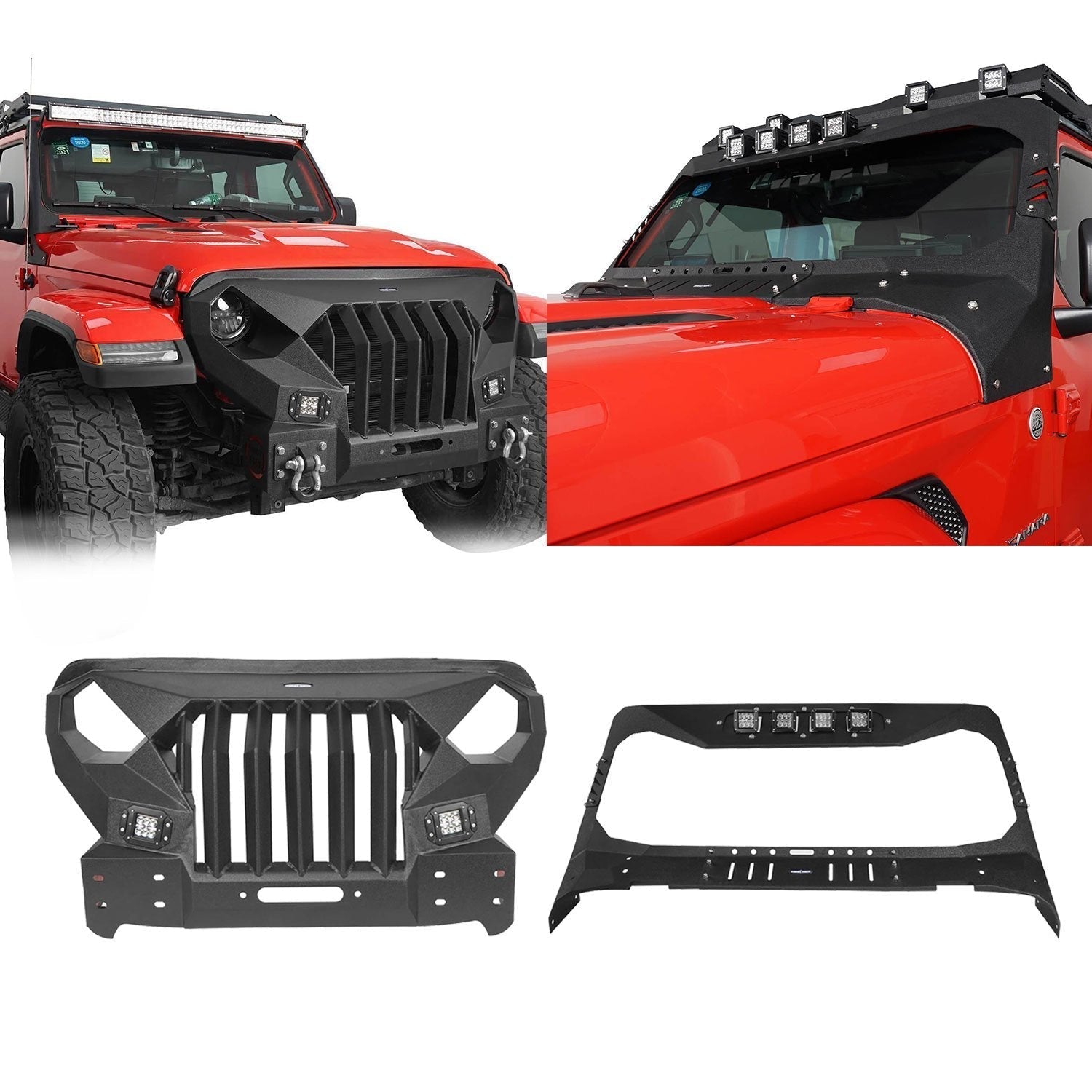 Mad Max Front Bumper & Windshield Frame Cover for Jeep Wrangler JL & Jeep  Gladiator JT - Bunker 4x4