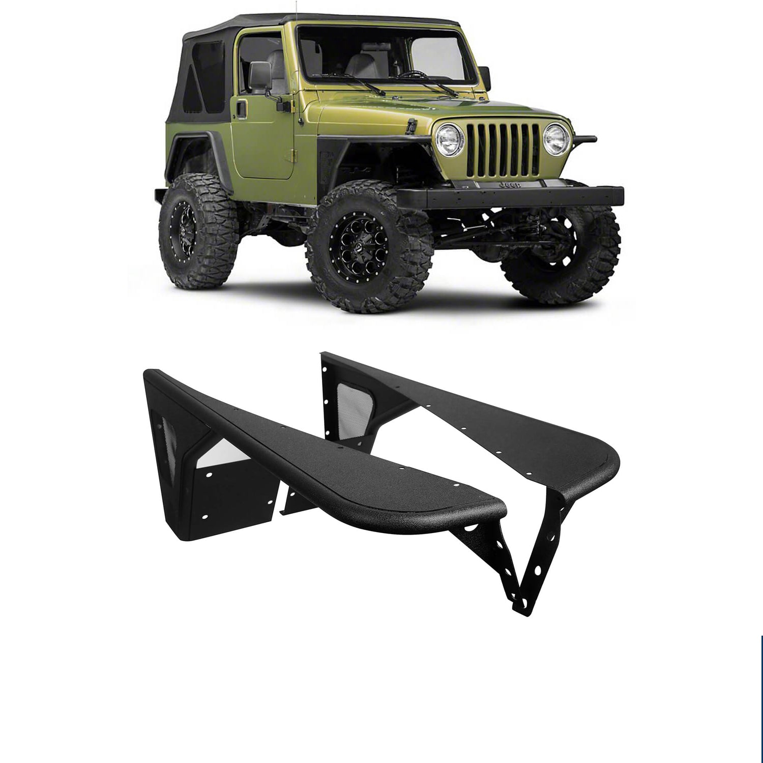 Jeep TJ Front Fender Flares Armor Wheel Fenders for 1997-2006 Jeep Wrangler  TJ – Bunker 4x4