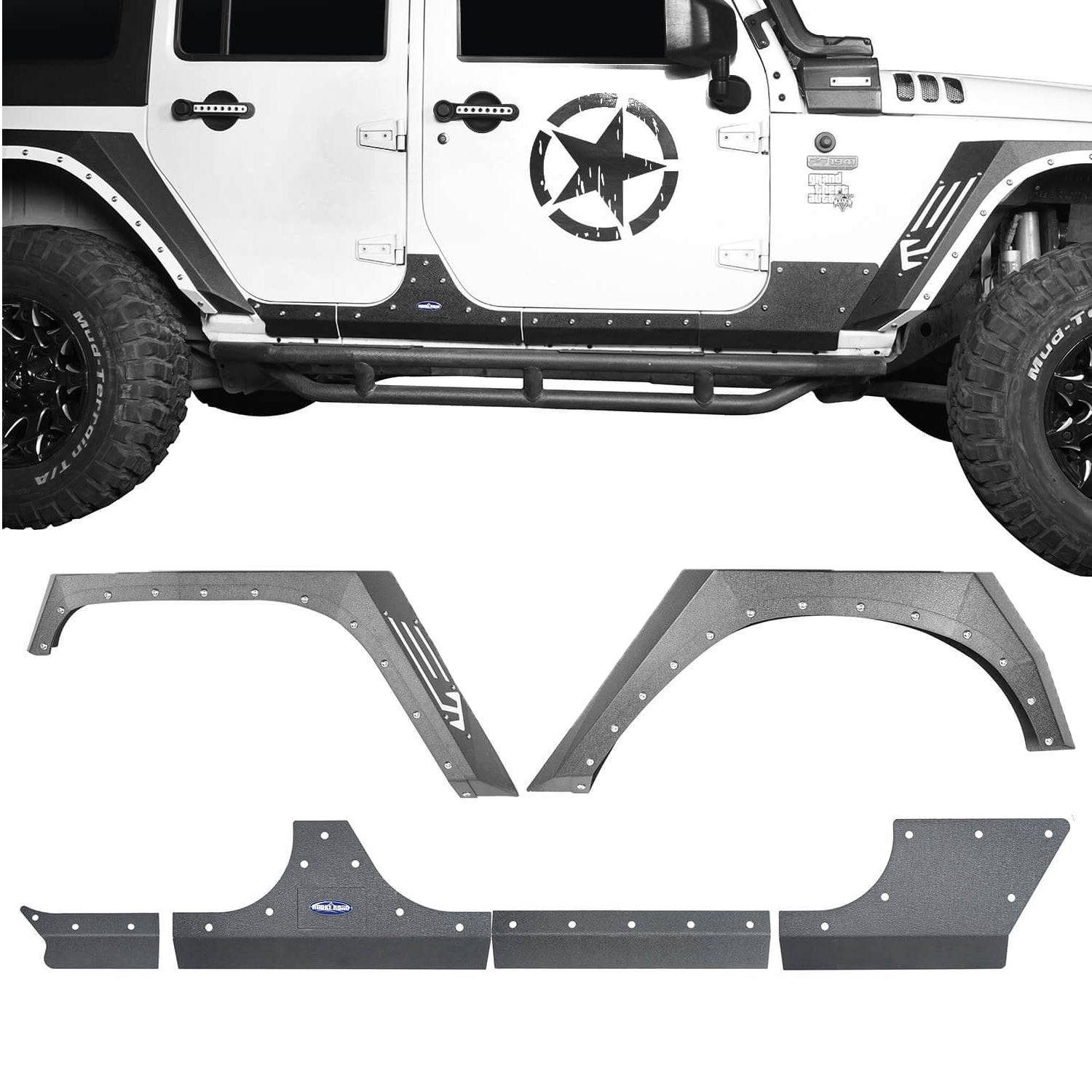 Jeep JK Armour Fender Flares & Body Armor Cladding for 2007-2018 Jeep  Wrangler JK – Bunker 4x4
