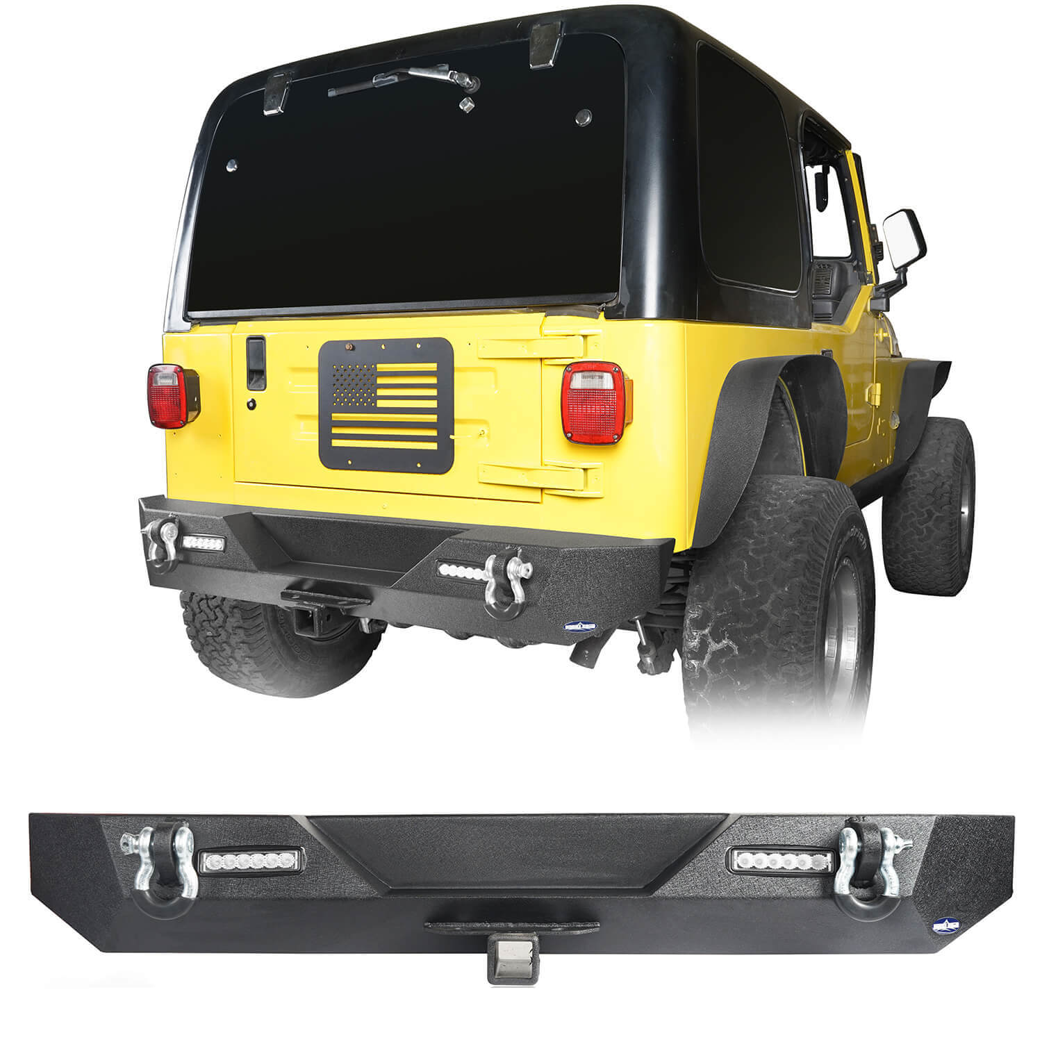 Jeep TJ Rear Bumper w/ Hitch Receiver for Jeep Wrangler YJ TJ – Bunker 4x4