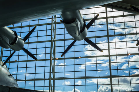 plane propellers looking out window