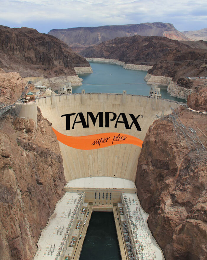 Tampax logo on the Hoover Dam