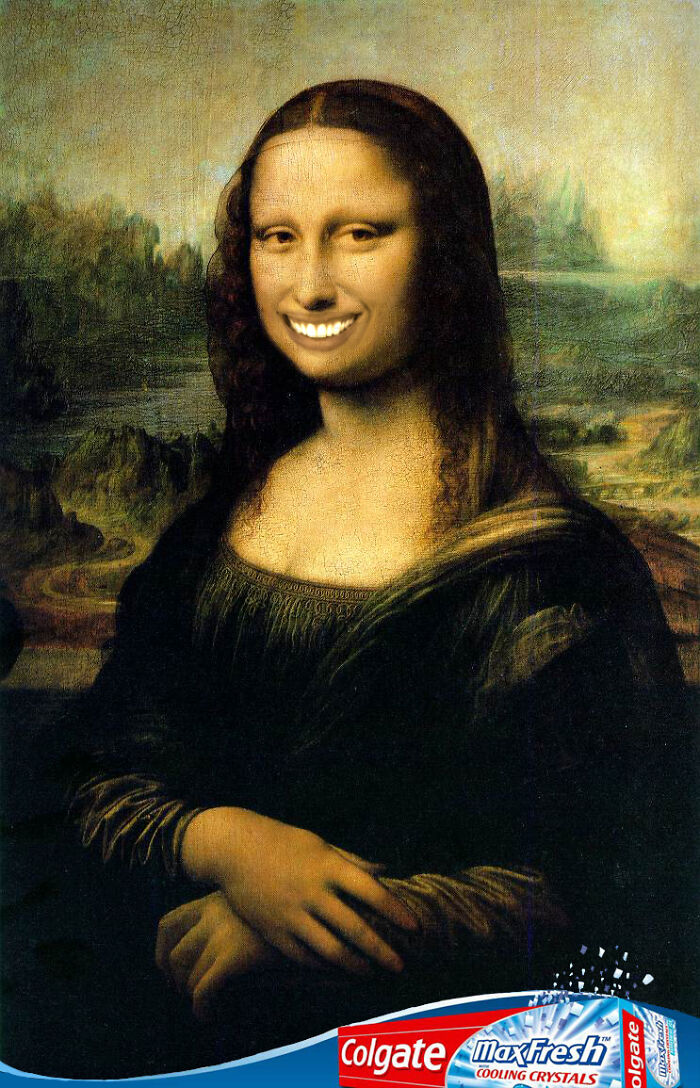 Colgate logo on the Mona Lisa