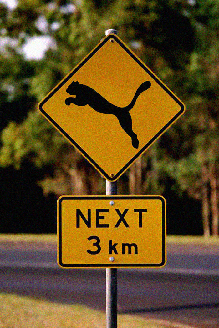 Puma logo on a road sign