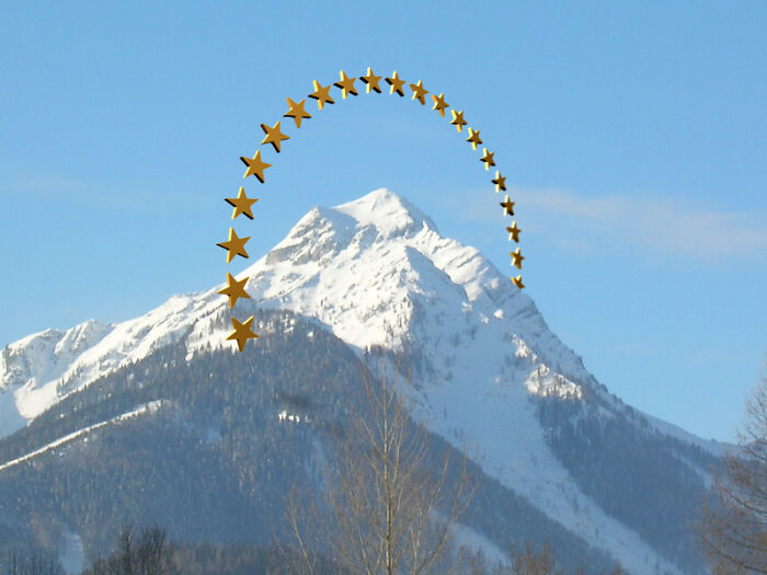 Paramount Pictures logo over a real mountain