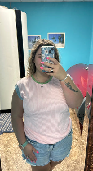 Pink ribbed top - Sunsational Tanning and Boutique 
