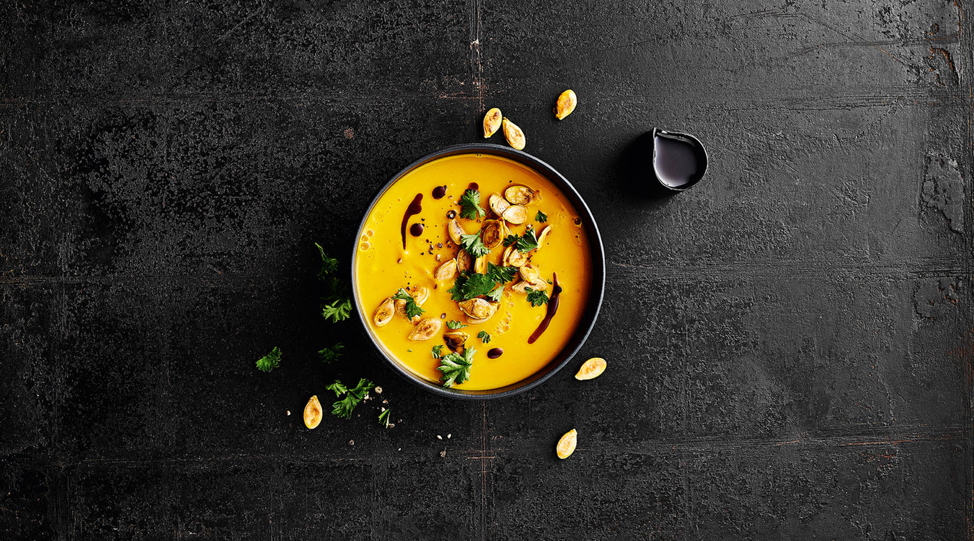 Exotische Kürbissuppe mit Kokosmilch und Ras el Hanout