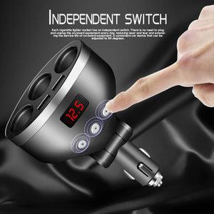 3-Way Car Lighter Charger with Dual USB