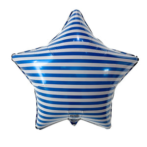 Blue Stripe Star Foil Balloon 18 in. - City Balloons Dallas