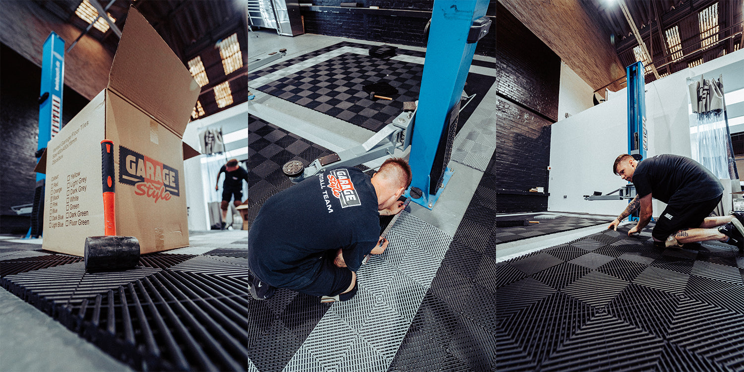 Garage Style Flooring Installation At R44 Performance HQ London