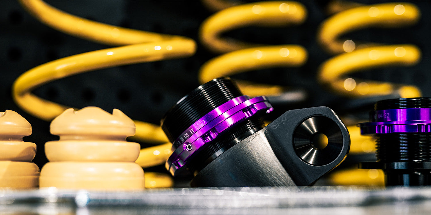 Detail of the threaded collar used to adjust spring height on suspension