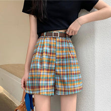 Load image into Gallery viewer, Retro Color Block Plaid Shorts
