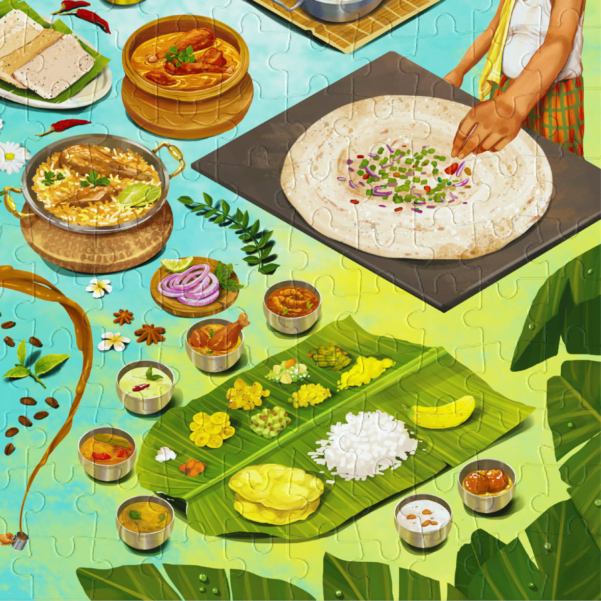 Image of South Indian Style Lunch Or Dinner Meal Or Food Served With A  Selection Of Recipes Over Banana LeafKH419894Picxy