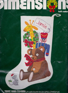 DIY Dimensions 80's Teddy Bear Soldier Giraffe Felt Embroidery Stocking Kit 9510