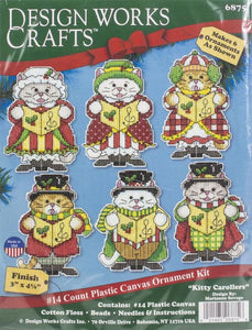 DIY Design Works Kitty Carollers Cats Christmas Plastic Canvas Ornament Kit 6875