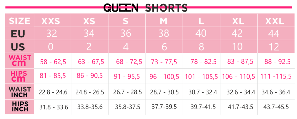 Queen Size Chart - Shorts