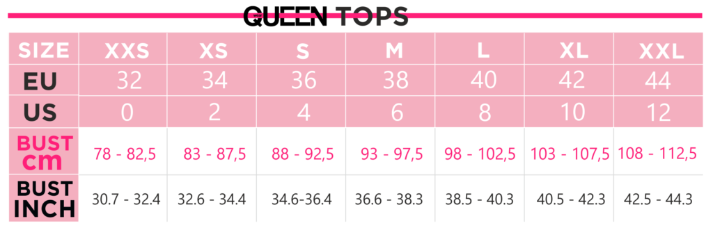 Queen Size Chart - Tops