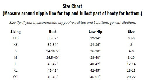 Cleo Monokini Size Chart