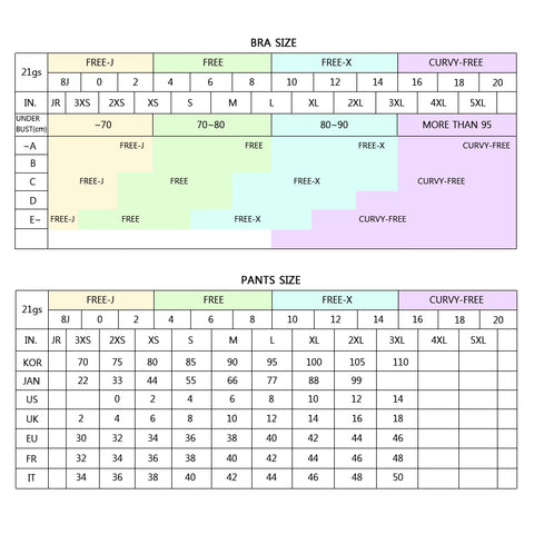 Size Chart - 21G'S – POLEGLAM