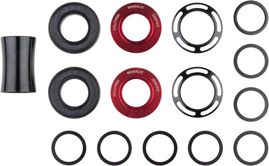 Stolen Minimalist Bottom Bracket - Mid, 22mm, Red