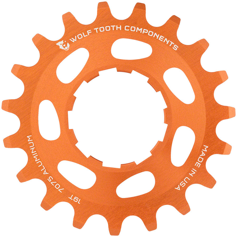 Wolf Tooth Single Speed Aluminum Cog - 19t, Compatible with 3/32" Chains, Orange