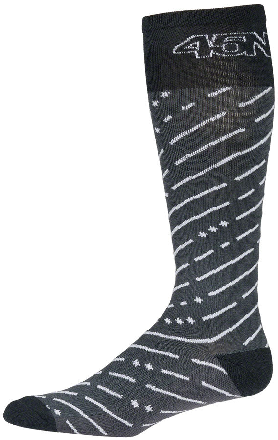 45NRTH Snow Band Midweight Knee High Wool Sock - Dark Grey/Dark Blue