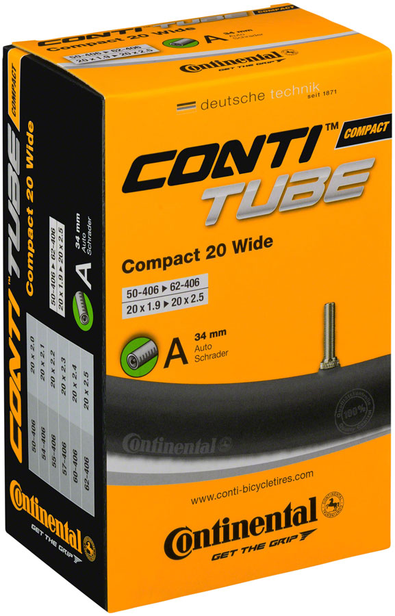 Continental Standard Tube - 20 x 1.9 - 2.5, 34mm Schrader Valve