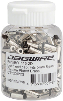 Jagwire 5mm Open End Caps Bottle of 200, Chrome Plated