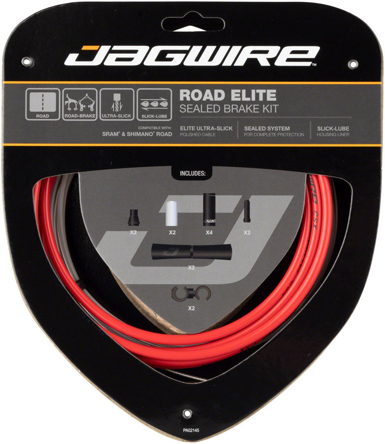 Jagwire Road Elite Sealed Brake Cable Kit SRAM/Shimano with Ultra-Slick Uncoated Cables