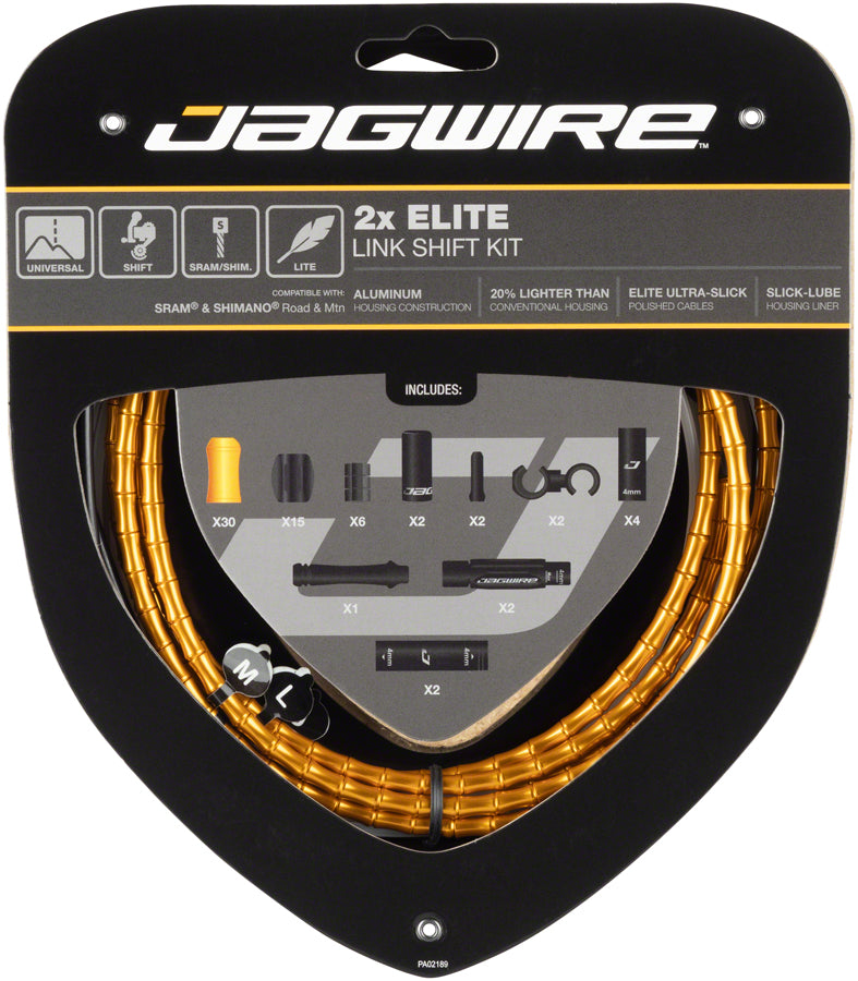 Jagwire 2x Elite Link Shift Cable Kit SRAM/Shimano with Polished Ultra-Slick Cables, Black