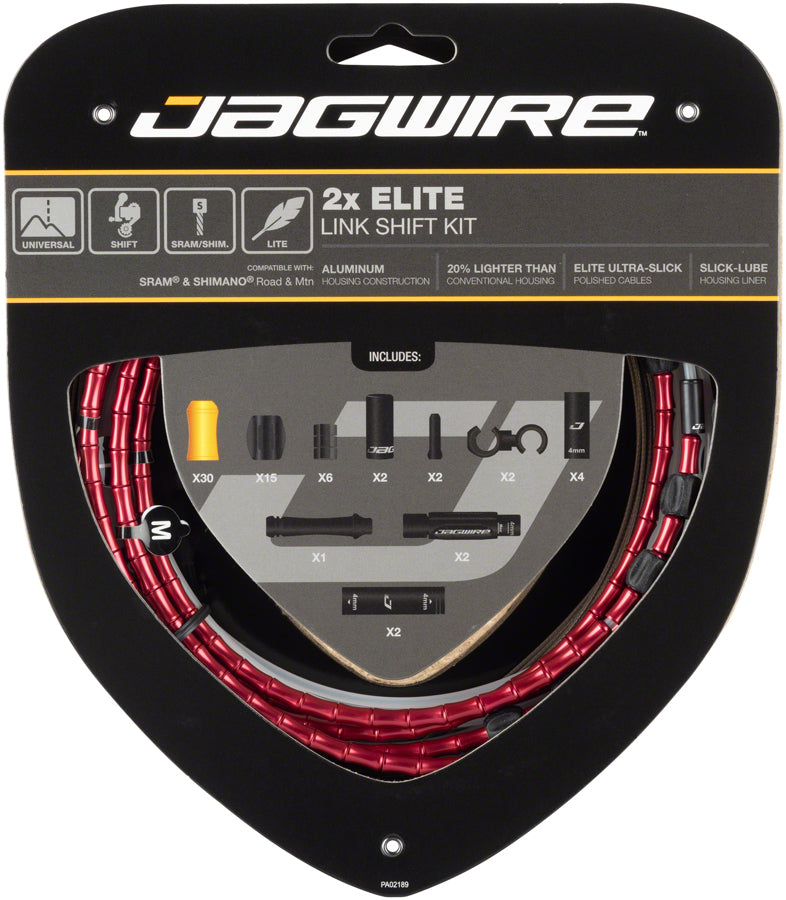 Jagwire 2x Elite Link Shift Cable Kit SRAM/Shimano with Polished Ultra-Slick Cables, Black